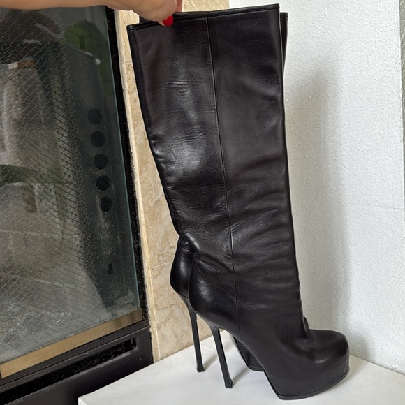 YSL Yves Saint Lauren Tribtoo Leather Platform Boots Size 8 - Picture 9 of 14